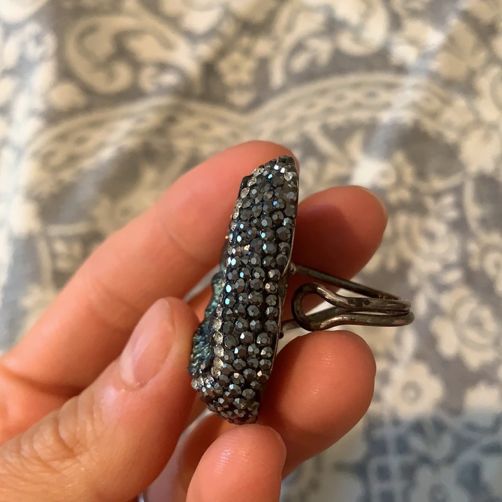 Druzy Statement Ring 925 Sterling Adjustable - image 5